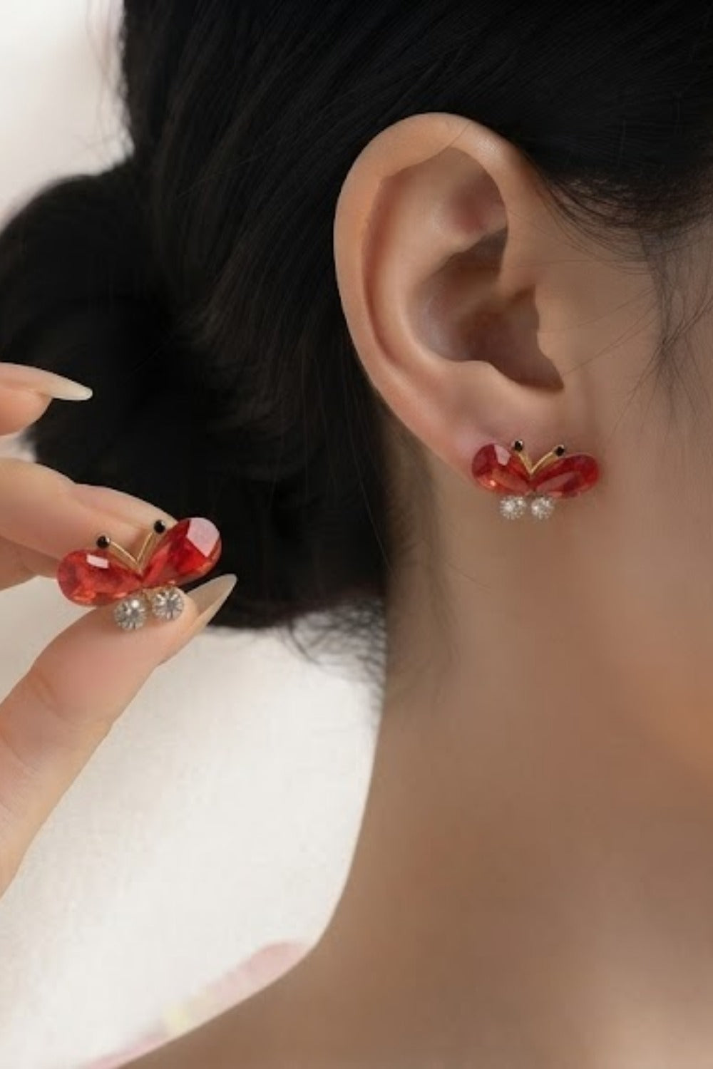 Pearl & Butterfly Stud Earrings