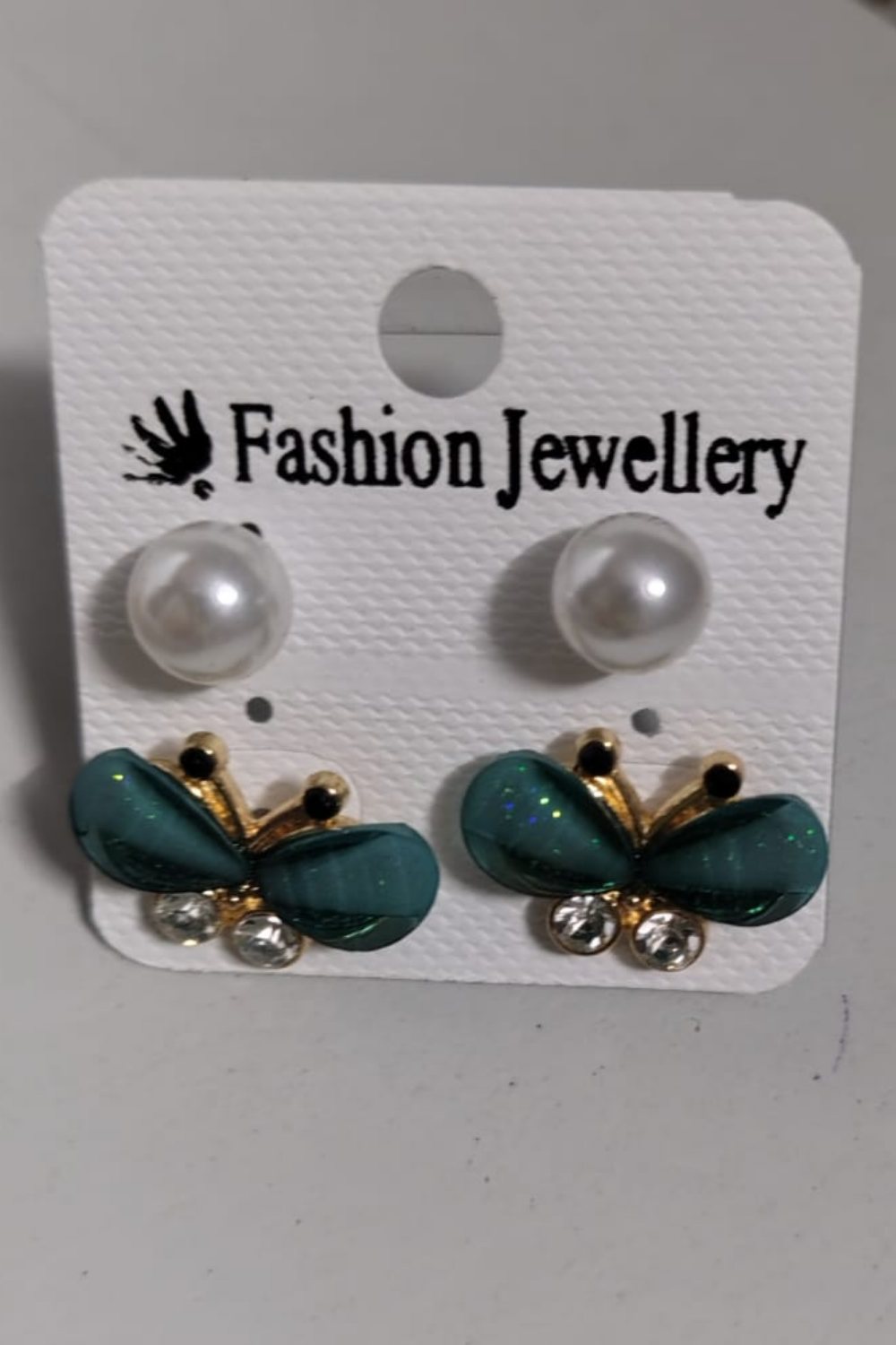 Pearl & Butterfly Stud Earrings