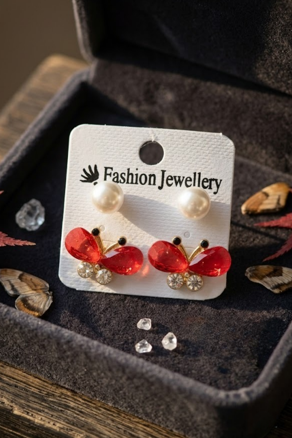 Pearl & Butterfly Stud Earrings