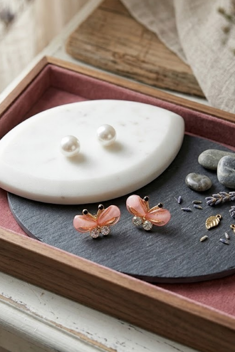 Pearl & Butterfly Stud Earrings