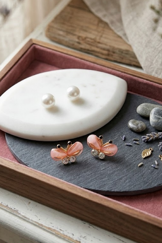 Pearl & Butterfly Stud Earrings
