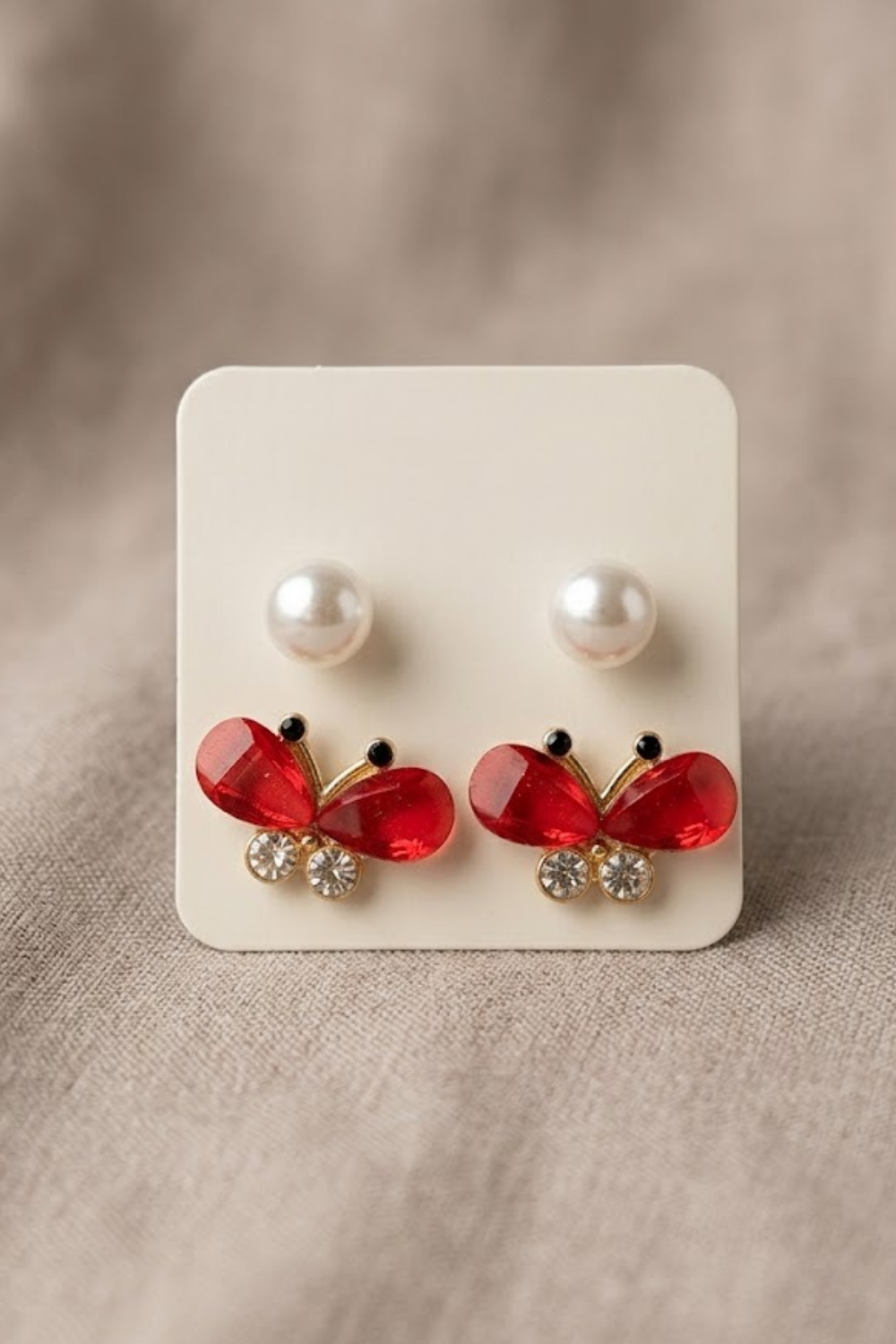 Pearl & Butterfly Stud Earrings