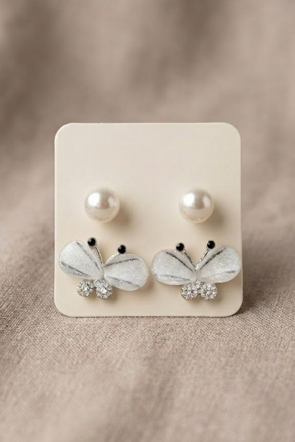 Pearl & Butterfly Stud Earrings