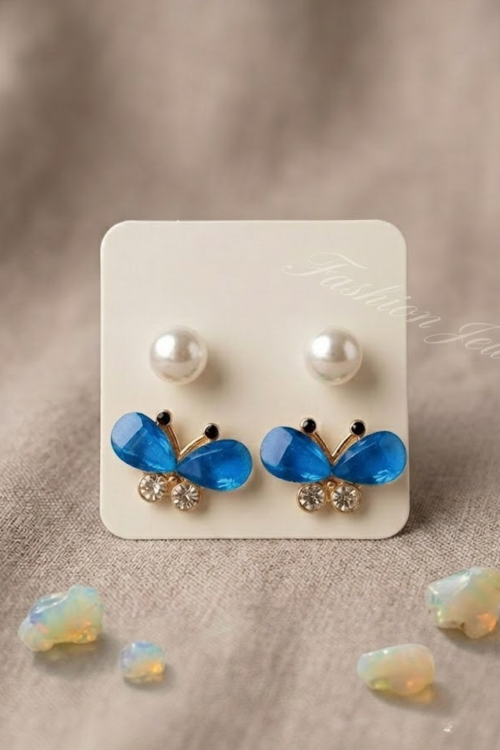 Pearl & Butterfly Stud Earrings