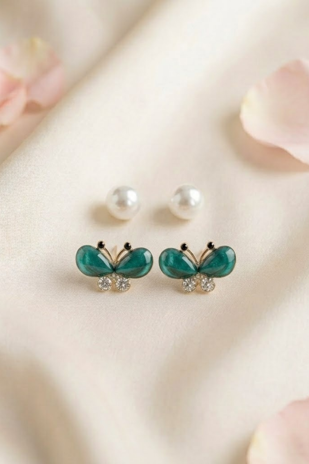 Pearl & Butterfly Stud Earrings