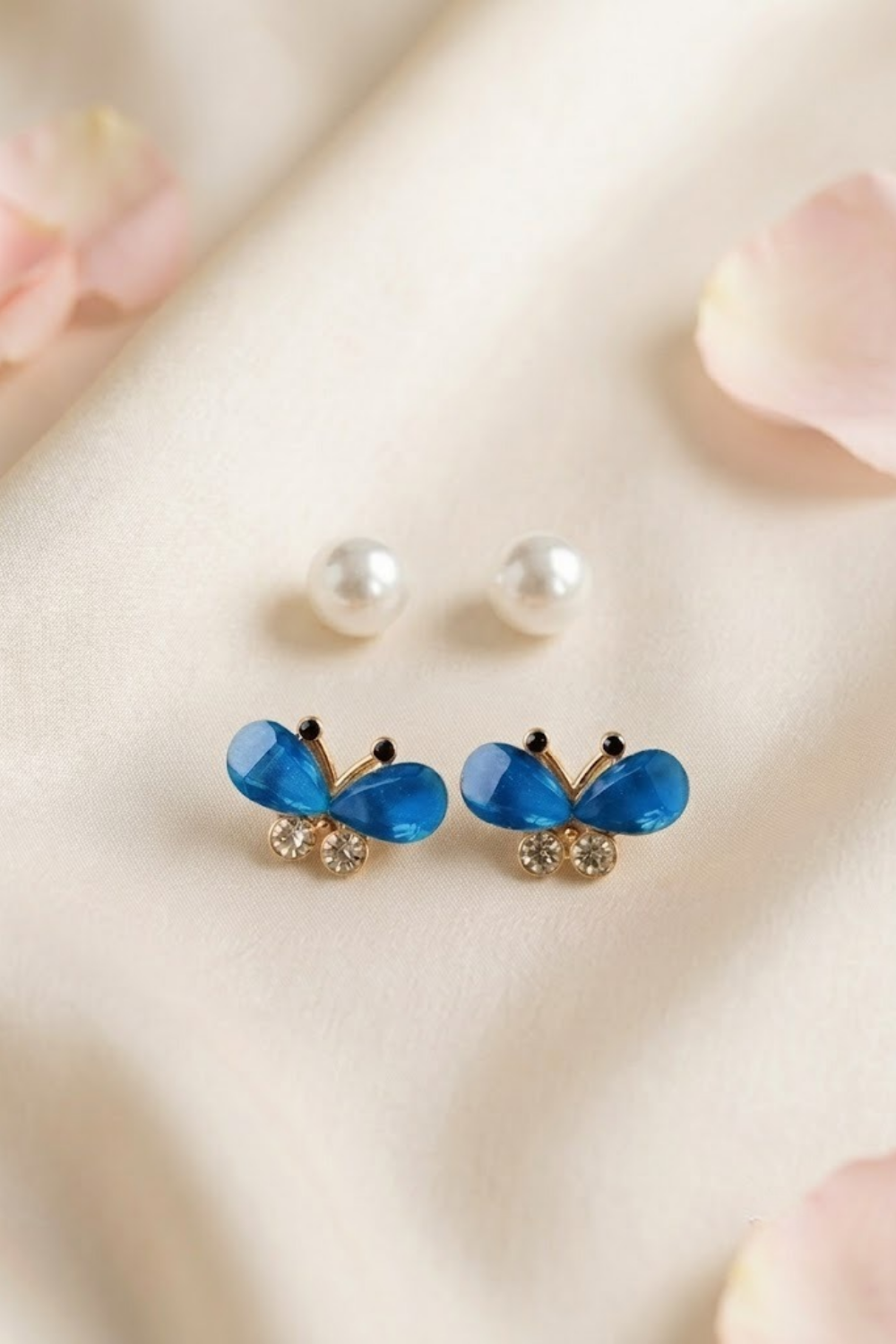 Pearl & Butterfly Stud Earrings