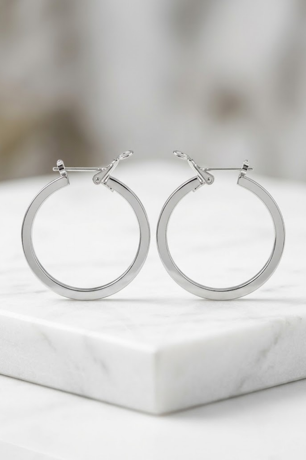 Classic Silver Tone Hoop – Minimalist Round Hoops