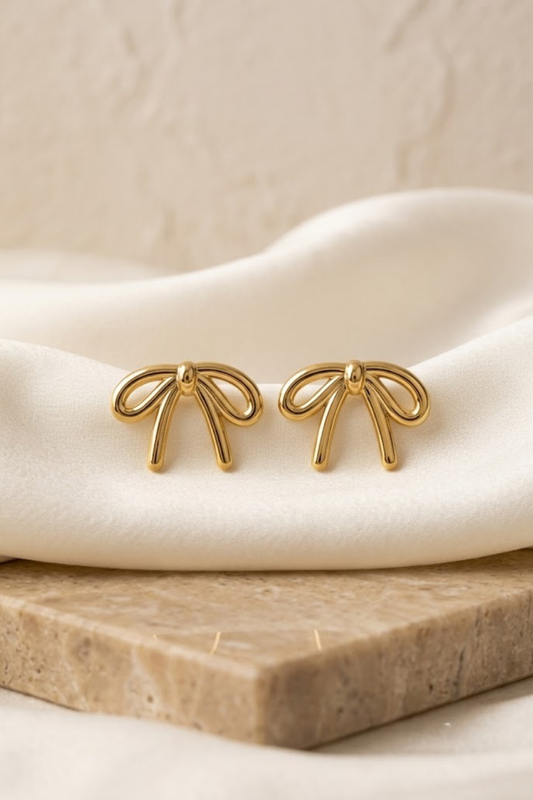 Elegant Gold Bow Stud