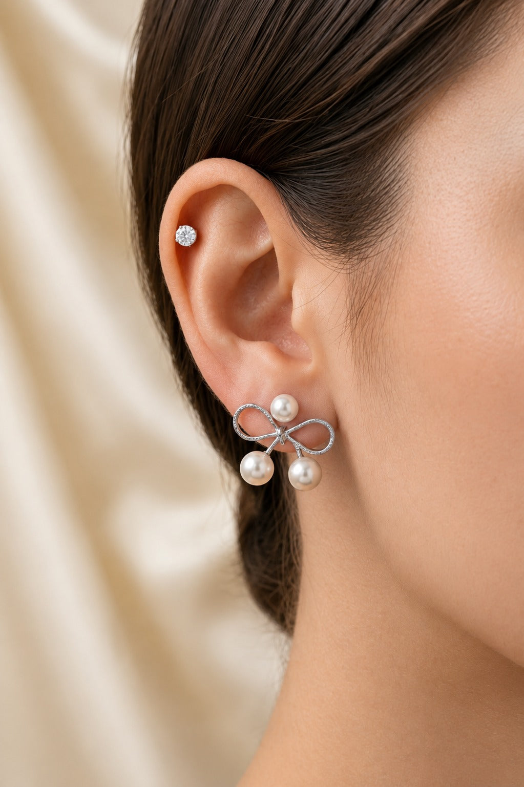 3 in 1 combo set of Pearl, Crystal &Bow Dangle