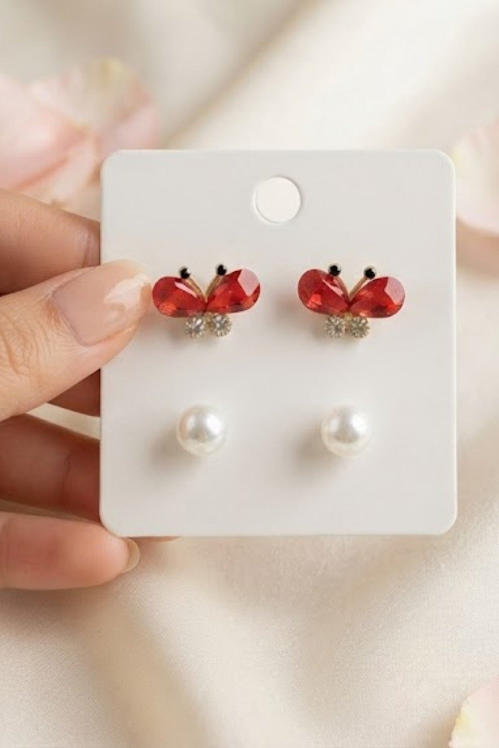 Pearl & Butterfly Stud Earrings