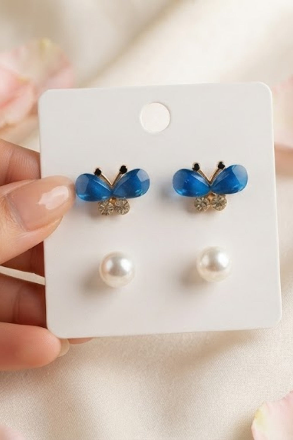 Pearl & Butterfly Stud Earrings