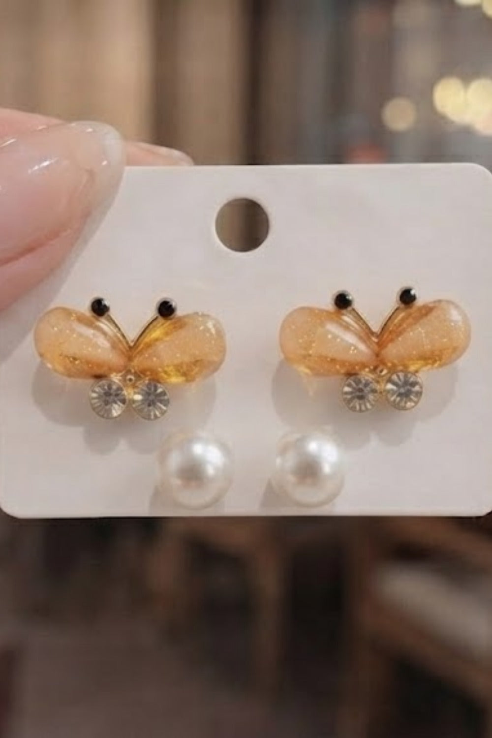 Pearl & Butterfly Stud Earrings