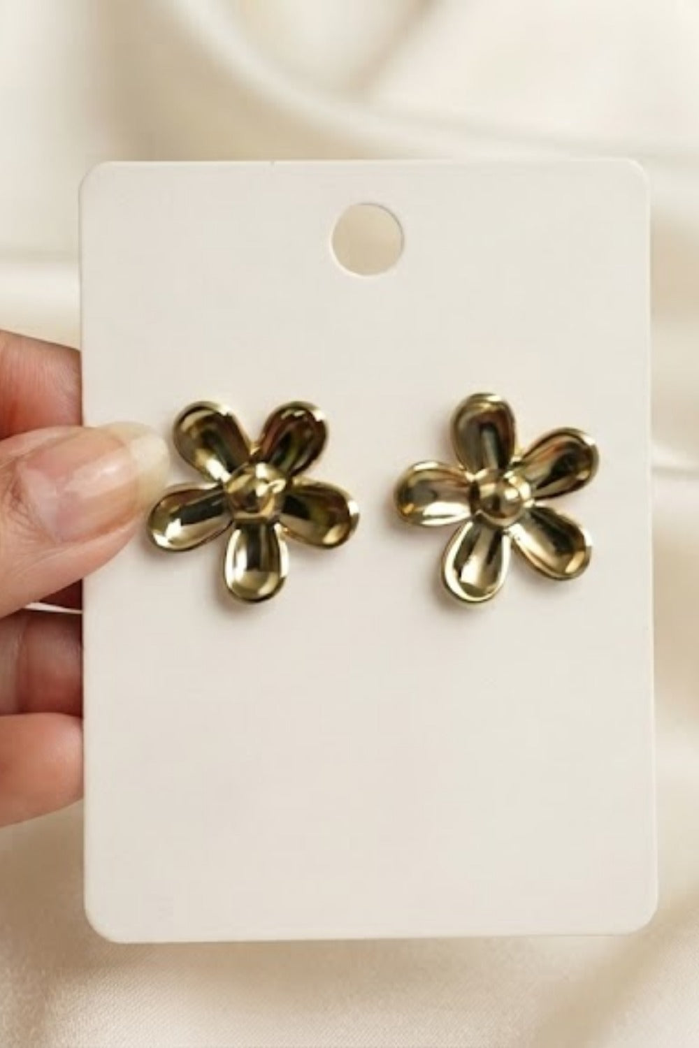 Gold Tone Floral Flower Stud