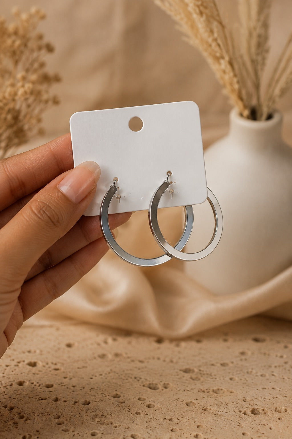 Classic Silver Tone Hoop – Minimalist Round Hoops
