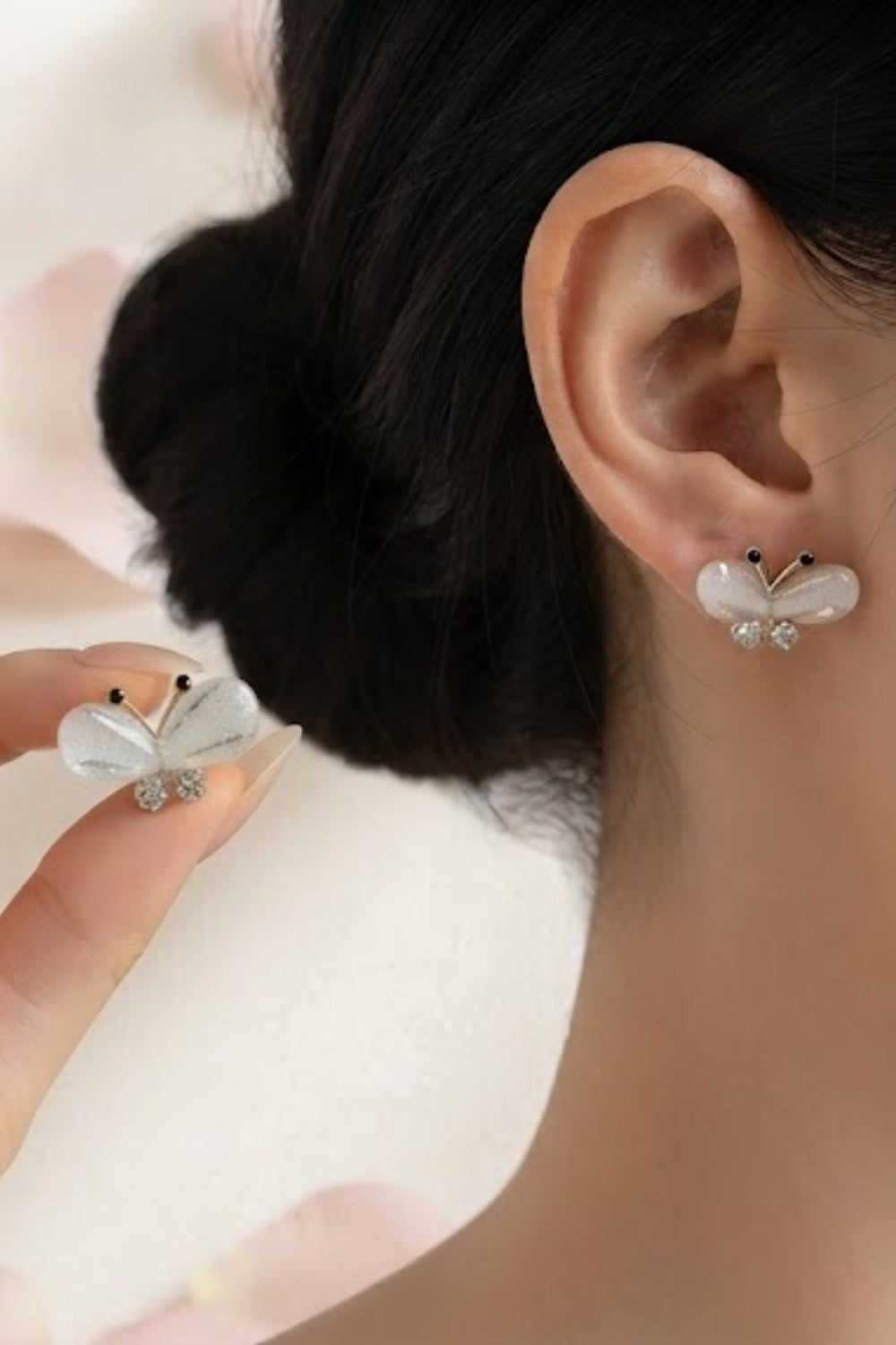 Pearl & Butterfly Stud Earrings