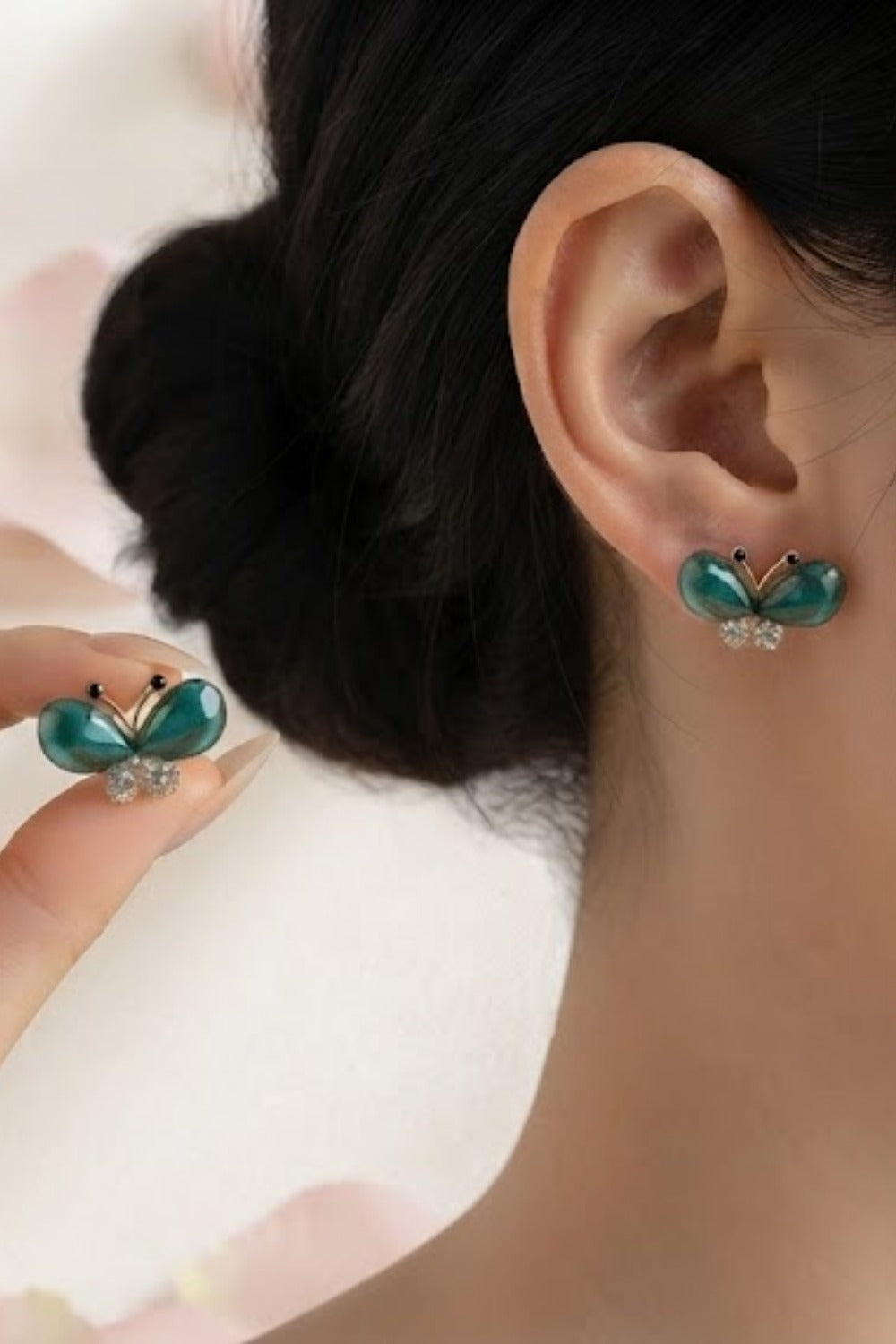 Pearl & Butterfly Stud Earrings