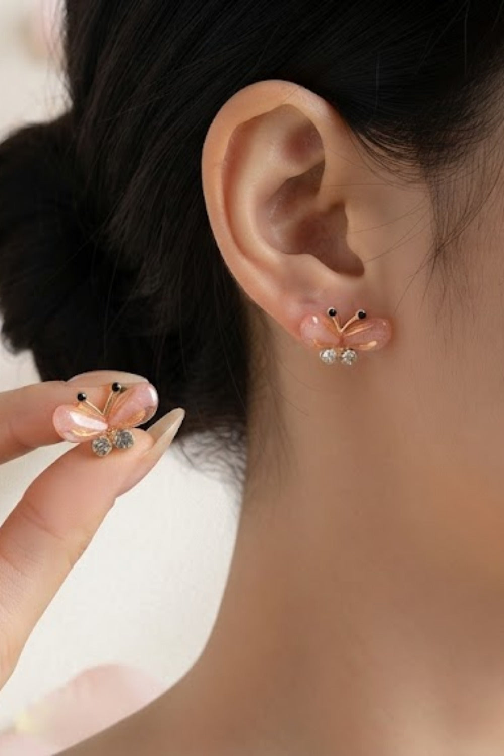 Pearl & Butterfly Stud Earrings